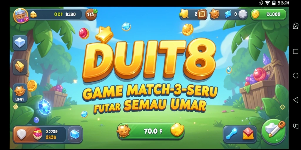 Gameplay seru di DUIT8 dengan tantangan match-3.