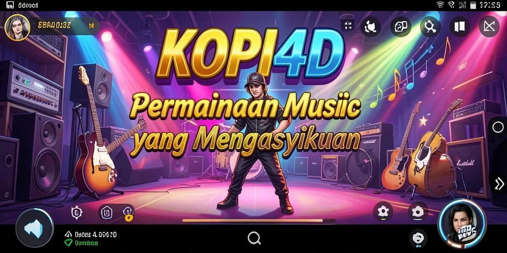 Tampilan permainan KOPI4D dengan alat musik virtual yang menarik.