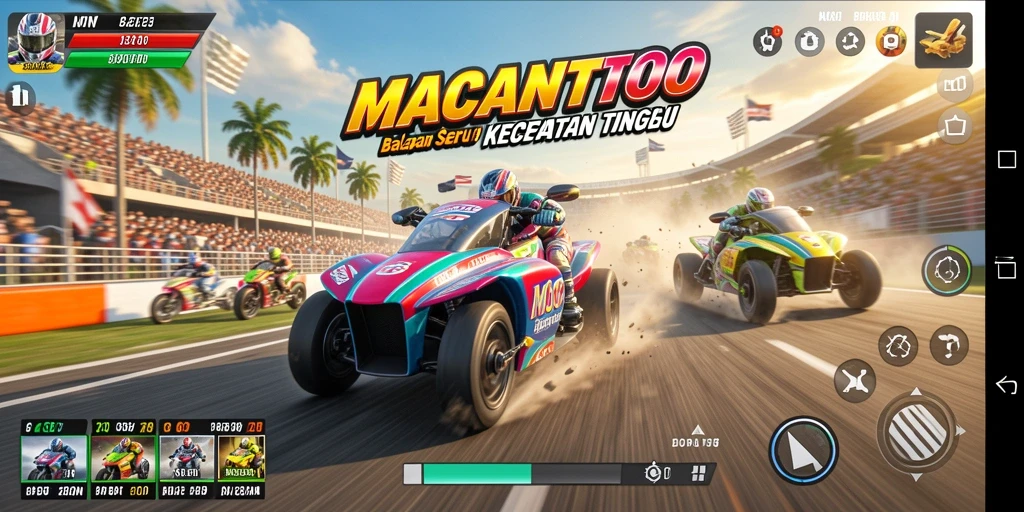 Tampilan seru gameplay balapan di MACANTOTO.