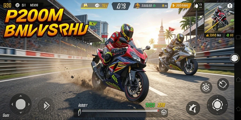 Tampilan gameplay P200M yang mendebarkan dan penuh aksi balap motor.